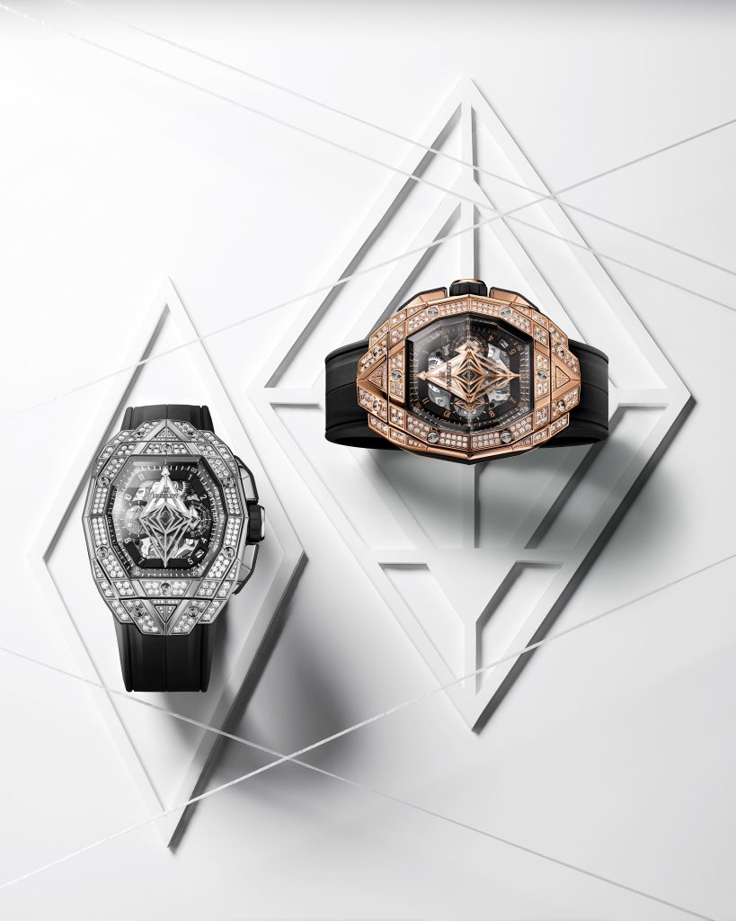 The third edition of the collaboration between Hublot and the Sang Bleu design studio, the Spirit of Big Bang Sang Bleu stands for the power of partnership, say Maxime Plescia-Büchi and Hublot CEO Ricardo Guadalupe in Milan