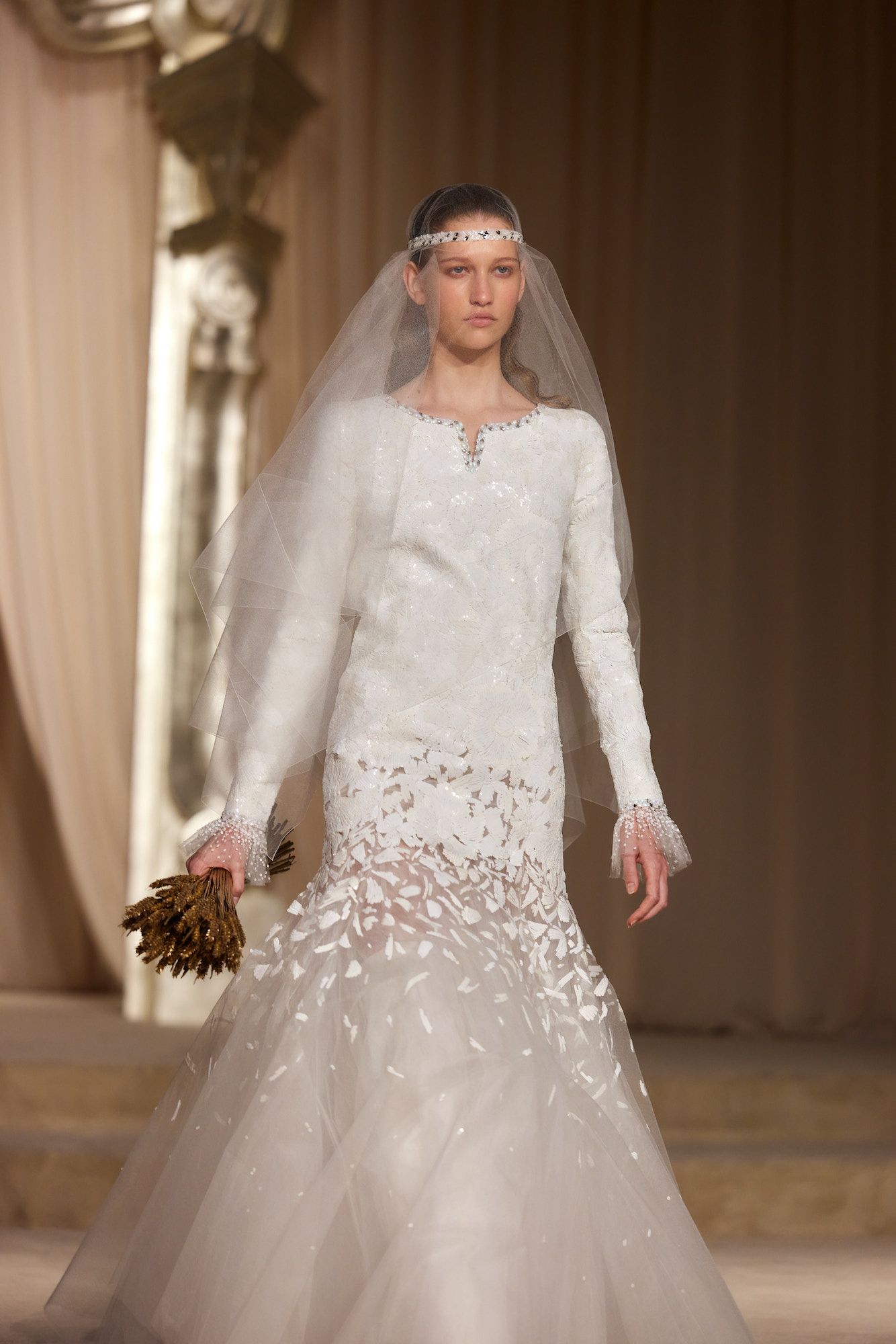Chanel bride gown at Chanel Fall/Winter 2025 haute couture runway looks at Paris Fashion Week