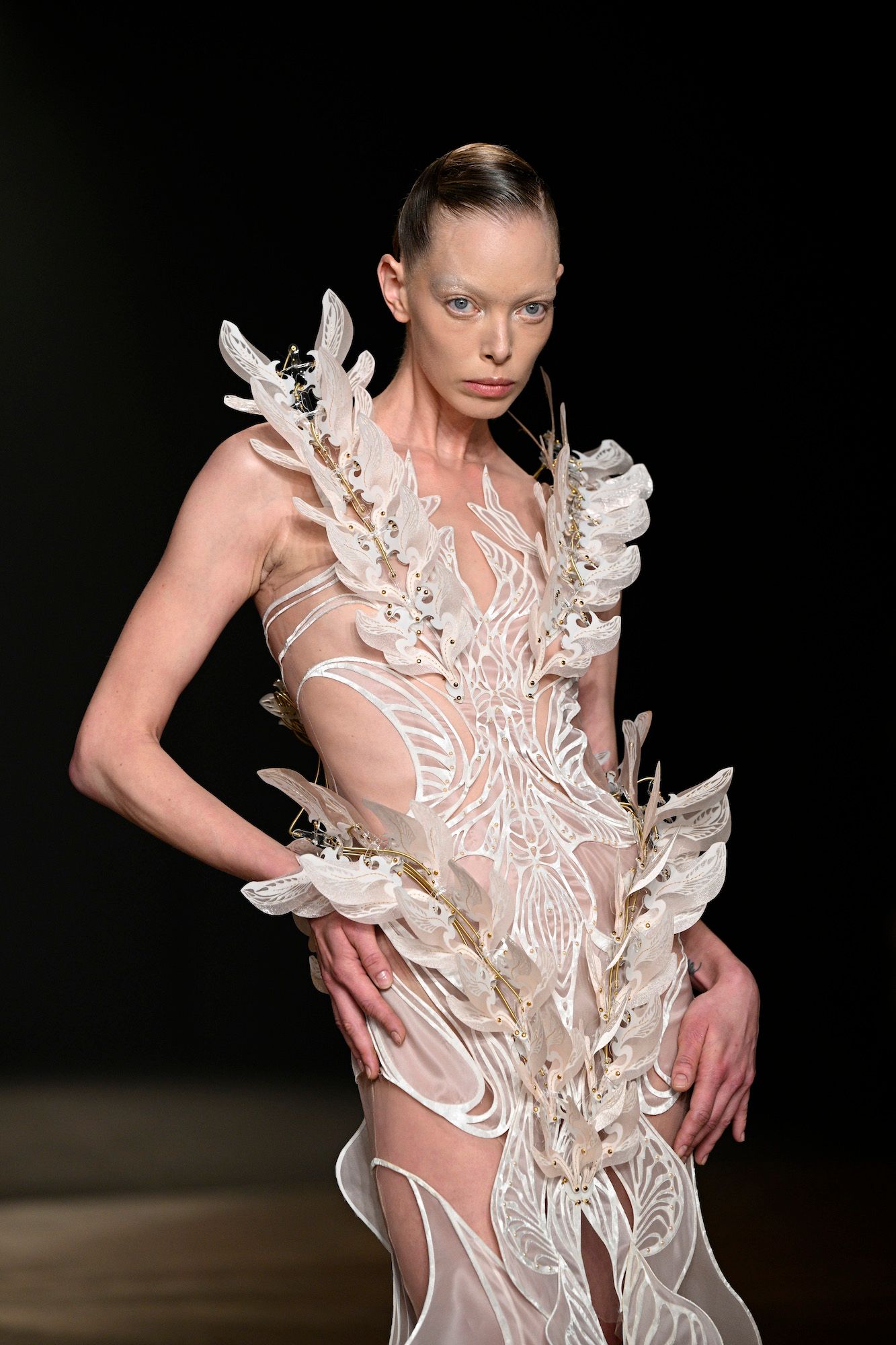 Tanya Dziahileva walks the runway during the Iris Van Herpen ‘Sympoiesis’ Haute Couture Fall/Winter 2025 show as part of Paris Fashion Week on July 07, 2025 in Paris, France. (Photo: Kristy Sparow/Getty Images)