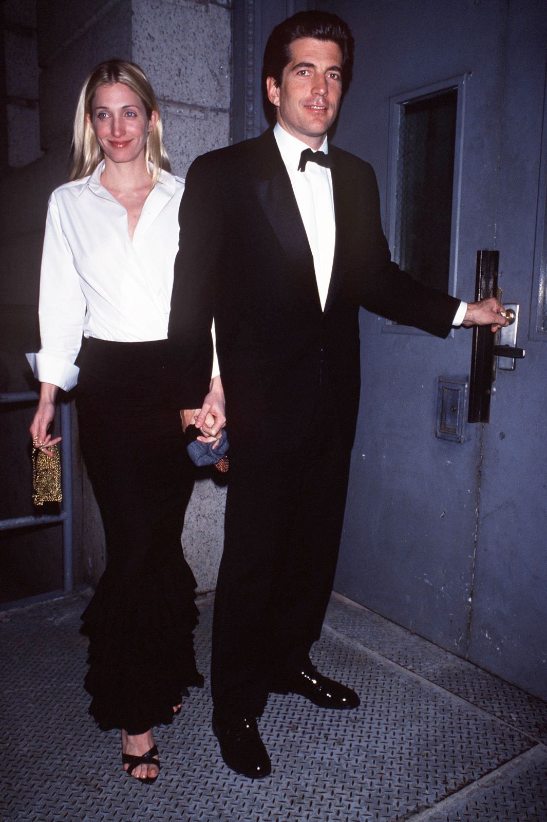 Carolyn Bessette-Kennedy and John Kennedy Jr after the "Brite Nite Whitney" kick-off party in 1999 (Photo: Arnaldo Magnani/Getty Images)