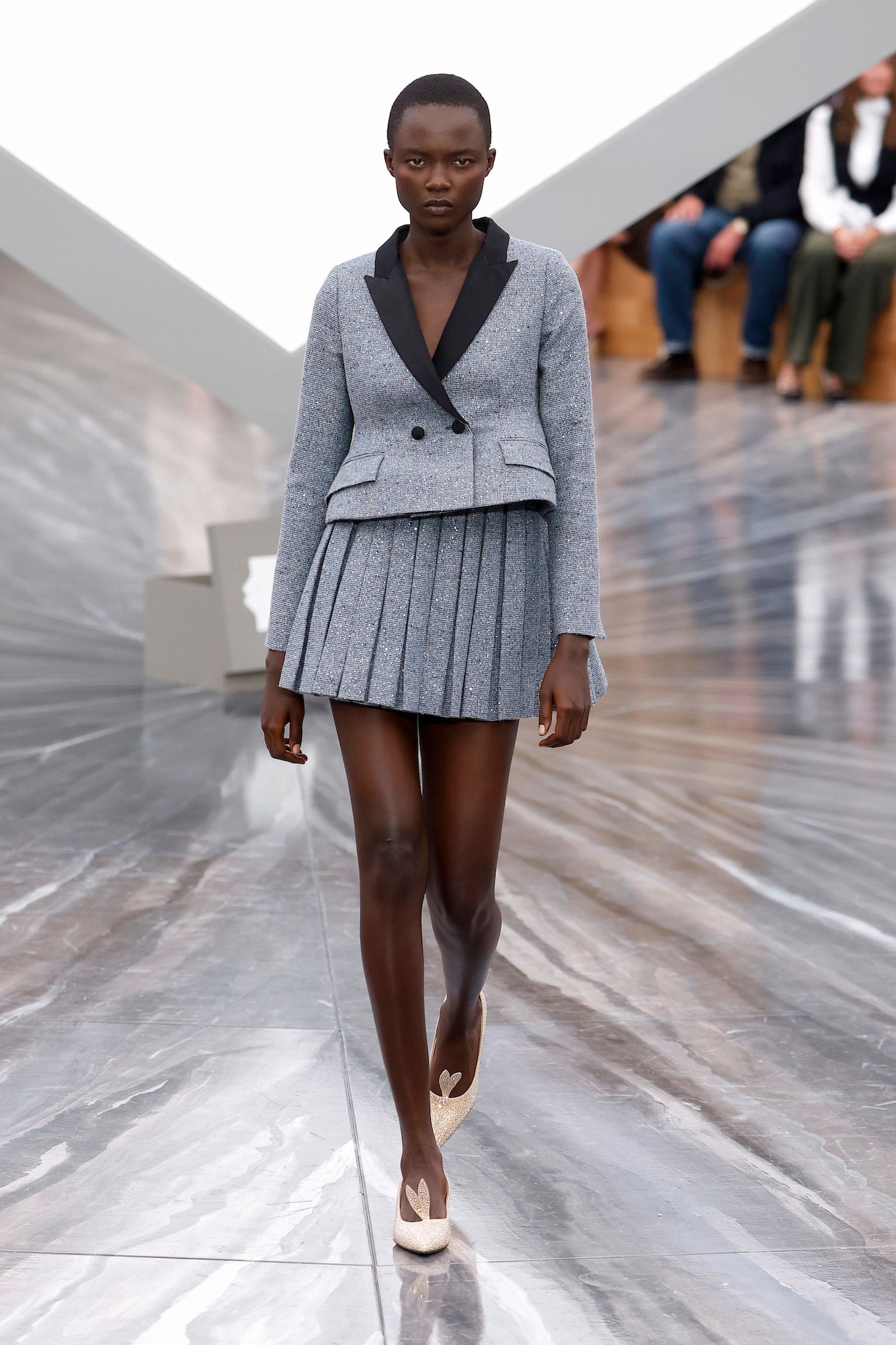PARIS, FRANCE - OCTOBER 1: (EDITORIAL USE ONLY - For Non-Editorial use please seek approval from Fashion House) A model walks the runway during the Christian Dior Womenswear Spring/Summer 2026 show as part of Paris Fashion Week on October 1, 2025 in Paris, France. (Photo by Estrop/Getty Images)